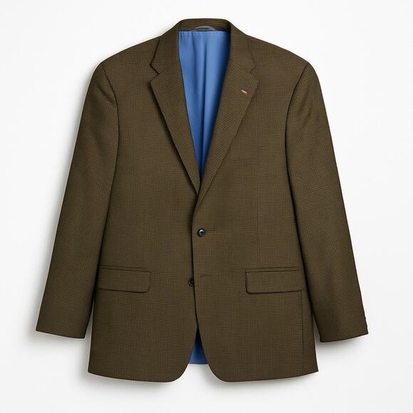 Chaps Men’s Blazer Jacket Brown Micro Houndstooth Sport Coat Size 40R - Picture 1 of 8